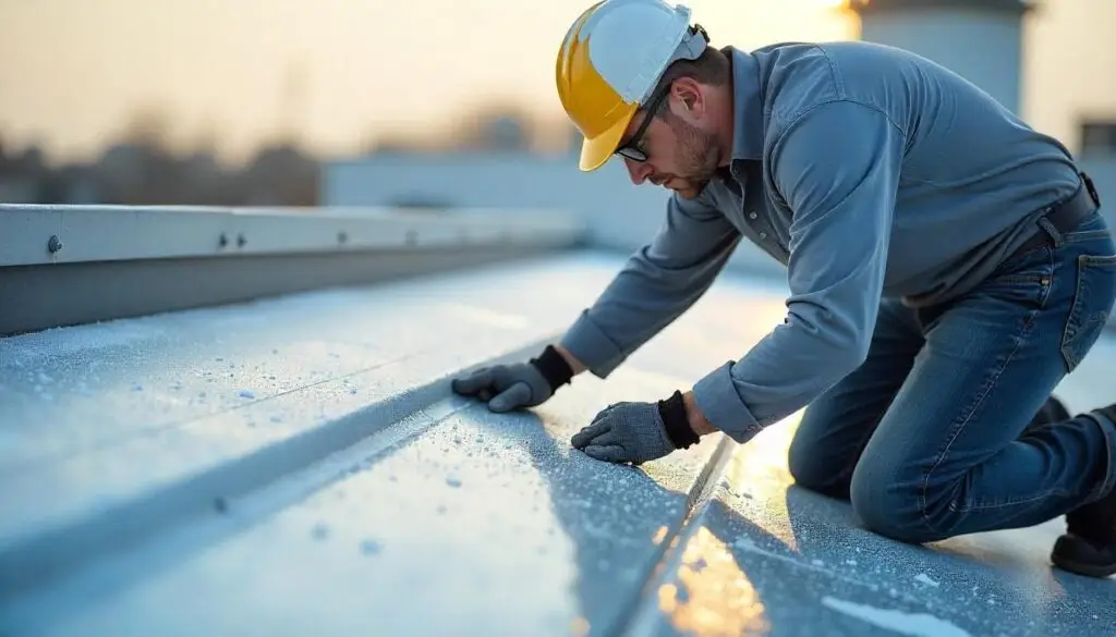 a man working in a Application Process Cold Applied Liquid Roofing