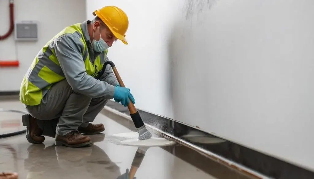 a worker cleaning the area where you will apply the sealant