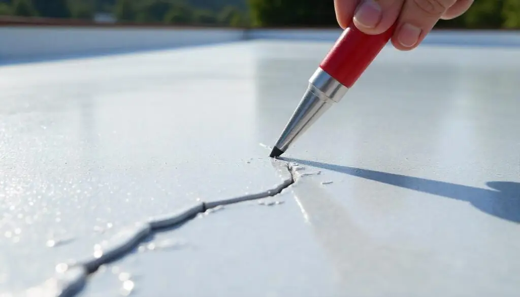 crack on cold applied liquid roofing