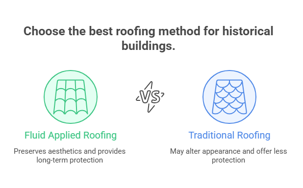 hart comparing fluid-applied roofing vs. traditional roofing for historical buildings