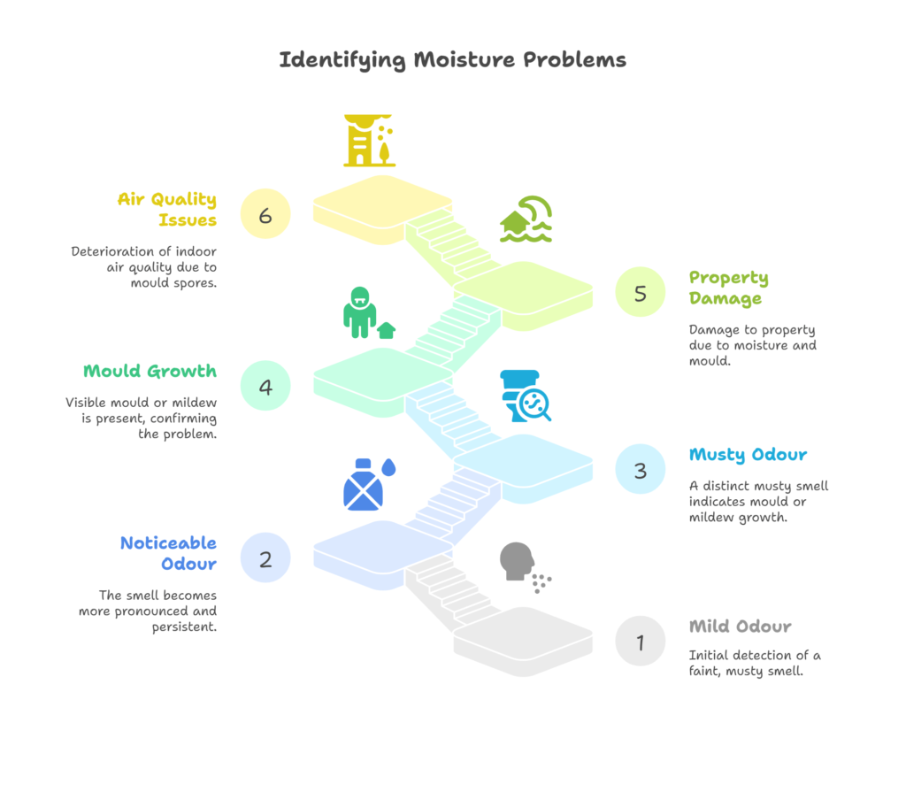 Visual guide for resolving healthcare challenges, focusing on moisture identification.