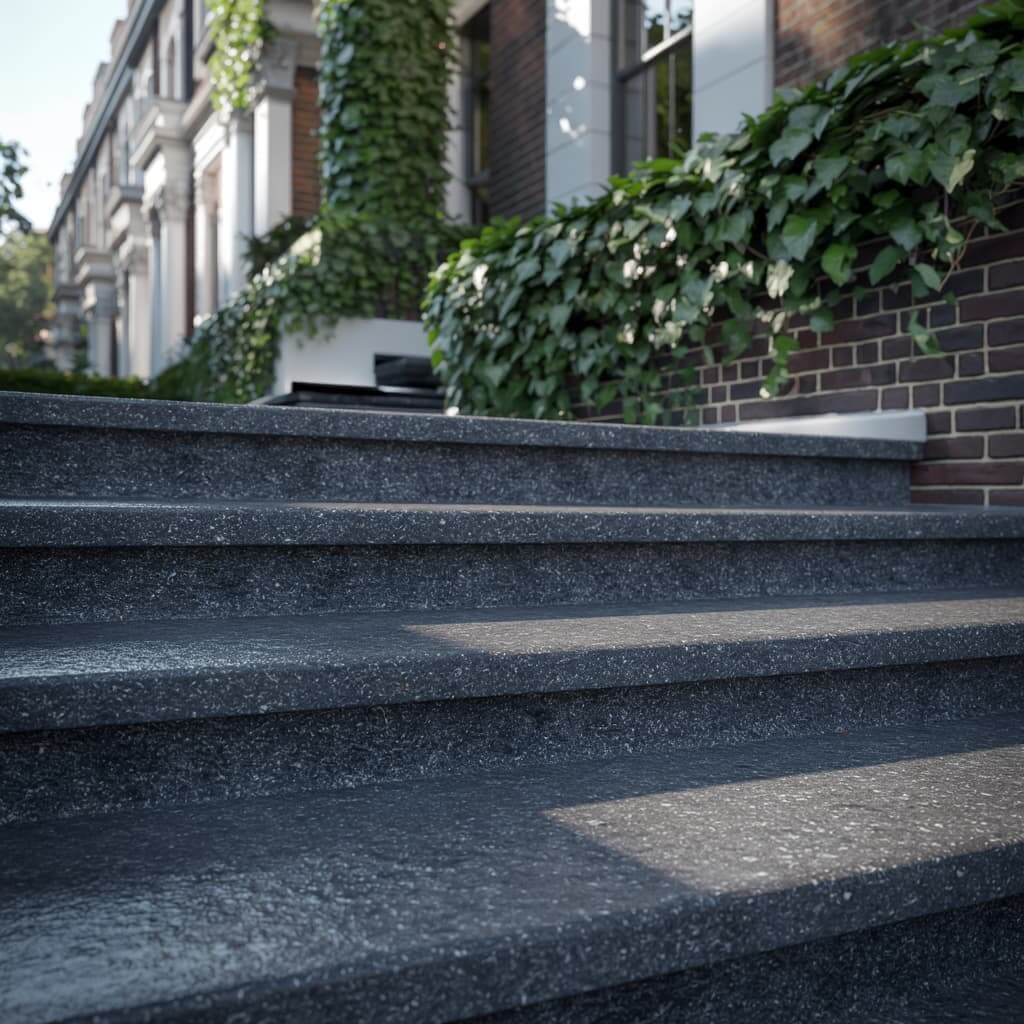 Slip-resistant mastic asphalt steps in London for durable outdoor protection